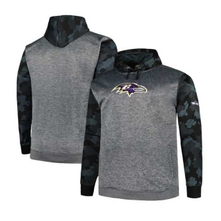 Men's NFL Baltimore Ravens Fanatics Branded Heather Charcoal Big & Tall Camo Pullover Hoodie