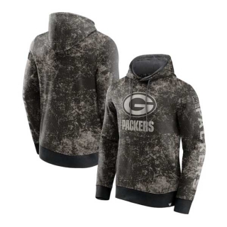 Men's NFL Green Bay Packers Fanatics Branded Black Gray Blackout Tonal Pullover Hoodie