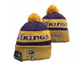 NFL Minnesota Vikings New Era Purple Gold 2023 Sideline Tech Cuffed Beanies Knit Hat 3046