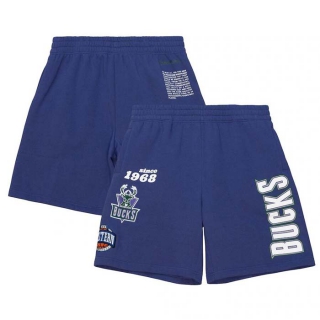 Men's NBA Milwaukee Bucks Mitchell & Ness Purple Printed Shorts