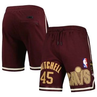 Men's NBA Cleveland Cavaliers #45 Donovan Mitchell Pro Standard Wine Heat Press Shorts