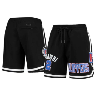 Men's NBA LA Clippers #2 Kawhi Leonard Pro Standard Black Heat Press Shorts