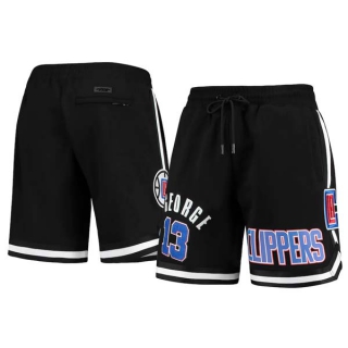 Men's NBA LA Clippers #13 Paul George Pro Standard Black Heat Press Shorts