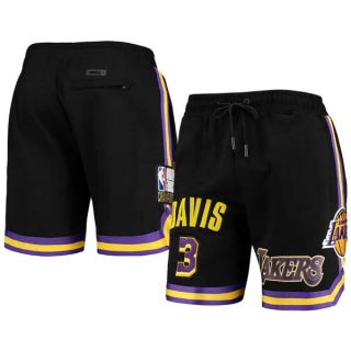 Men's NBA Los Angeles Lakers #3 Anthony Davis Pro Standard Black Heat Press Shorts