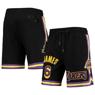 Men's NBA Los Angeles Lakers #6 LeBron James Pro Standard Black Heat Press Shorts