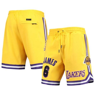 Men's NBA Los Angeles Lakers #6 LeBron James Pro Standard Gold Heat Press Shorts