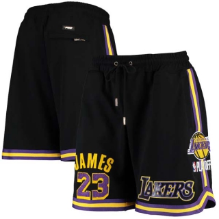 Men's NBA Los Angeles Lakers #23 LeBron James Pro Standard Black Heat Press Shorts