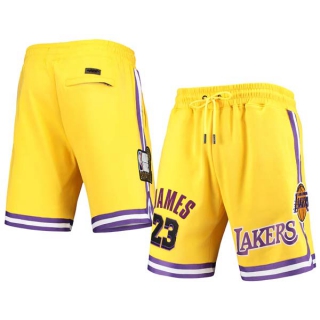 Men's NBA Los Angeles Lakers #23 LeBron James Pro Standard Gold Heat Press Shorts