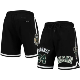 Men's NBA Milwaukee Bucks #34 Giannis Antetokounmpo Pro Standard Black Heat Press Shorts