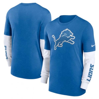 Men's NFL Detroit Lions Nike Heather Royal Slub Fashion Long Sleeve T-Shirt