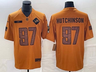 Men's NFL Detroit Lions #97 Aidan Hutchinson Nike Brown 2023 Salute To Service Limited Jersey