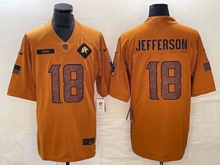 Men's NFL Minnesota Vikings #18 Justin Jefferson Nike Brown 2023 Salute To Service Limited Jersey