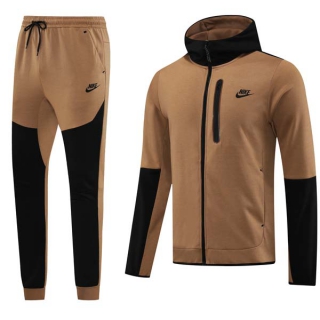 Men's Nike Athletic Full Zip Jacket Hoodie Sweatsuits Brown Black