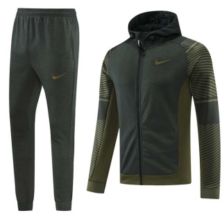 Men's Nike Athletic Full Zip Jacket Hoodie Sweatsuits Charcoal Olive