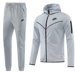 Men's Nike Athletic Full Zip Jacket Hoodie Sweatsuits Silver