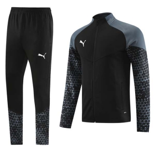 Men's Puma Athletic Full Zip Jacket Sweatsuits Black Charcoal (3)
