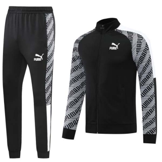Men's Puma Athletic Full Zip Jacket Sweatsuits Black Gray