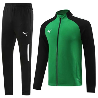 Men's Puma Athletic Full Zip Jacket Sweatsuits Green Black