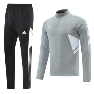 Men's Adidas Athletic Half Zip Jacket Sweatsuits Gray Black