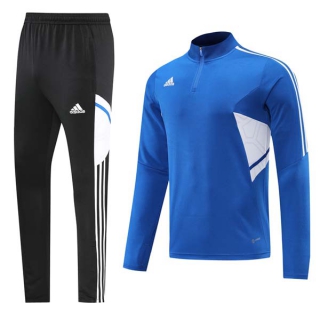 Men's Adidas Athletic Half Zip Jacket Sweatsuits Royal Blue Black