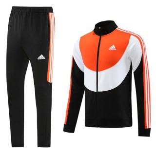 Men's Adidas Athletic Full Zip Jacket Sweatsuits Orange Black