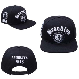 NBA Brooklyn Nets Pro Standard Black Old English Snapback Hat 2018
