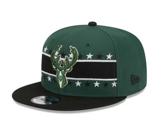 NBA Milwaukee Bucks New Era Hunter Green Banded Stars 9FIFTY Snapback Hat 2017