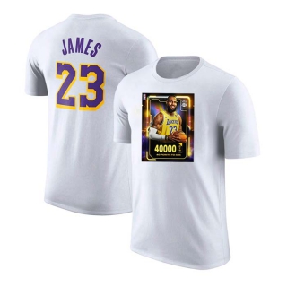 Men's Los Angeles Lakers LeBron James 40000 Career Points Commemorative T-Shirt White (2)