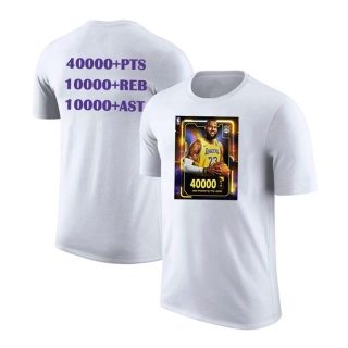 Men's Los Angeles Lakers LeBron James 40000 Career Points Commemorative T-Shirt White (3)