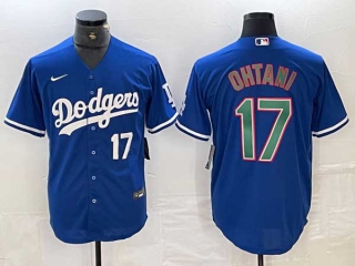 Men's Los Angeles Dodgers #17 Shohei Ohtani Blue White Number Stitched Cool Base NFL Nike Jersey