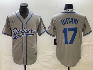 Men's Los Angeles Dodgers #17 Shohei Ohtani Gray Stitched Cool Base NFL Nike Jersey