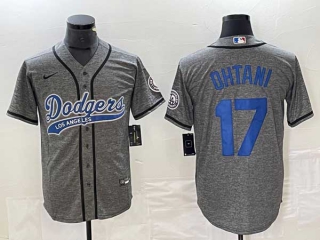 Men's Los Angeles Dodgers #17 Shohei Ohtani Gray Stitched Cool Base NFL Nike Jerseys