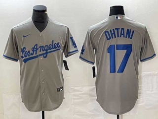 Men's Los Angeles Dodgers #17 Shohei Ohtani Gray Stitched Cool Base Nike Jersey