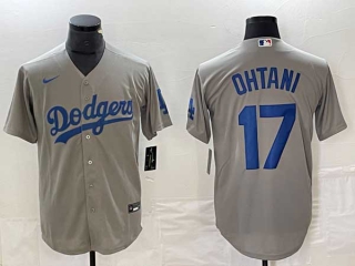 Men's Los Angeles Dodgers #17 Shohei Ohtani Gray Stitched Cool Base Nike Jerseys