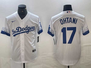 Men's Los Angeles Dodgers #17 Shohei Ohtani White 2021 City Connect Cool Base Stitched Jersey