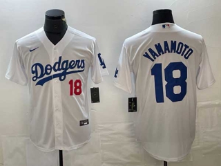 Men's Los Angeles Dodgers #18 Yoshinobu Yamamoto White Red Number Stitched Cool Base NFL Nike Jersey