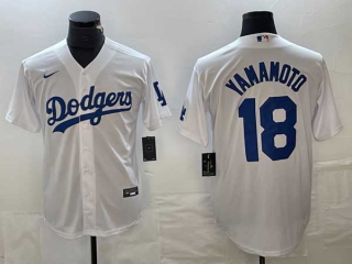 Men's Los Angeles Dodgers #18 Yoshinobu Yamamoto White Stitched Cool Base NFL Nike Jersey