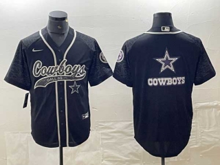 Men's Dallas Cowboys Black Team Big Logo With Patch Cool Base Stitched Baseball Jersey