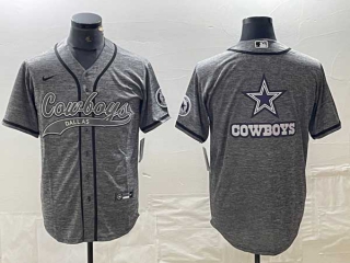 Men's Dallas Cowboys Gray Cool Base Stitched Baseball Jersey