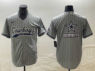 Men's Dallas Cowboys Gray Team Big Logo With Patch Cool Base Stitched Baseball Jerseys
