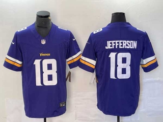Men's Minnesota Vikings #18 Justin Jefferson Purple 2023 F.U.S.E. Vapor Untouchable Stitched Jersey