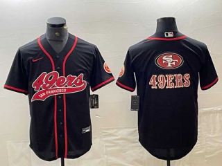 Men's San Francisco 49ers Black Red Team Big Logo With Patch Cool Base Stitched Baseball Jersey