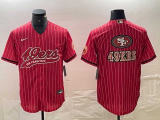 Men's San Francisco 49ers Red Team Big Logo With Patch Cool Base Stitched Baseball Jerseys
