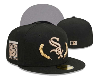MLB Chicago White Sox New Era Black Gold Leaf 95 Years 59FIFTY Fitted Hat 3003