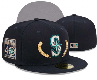 MLB Seattle Mariners New Era Navy Gold Leaf 40th Anniversary 59FIFTY Fitted Hat 3001