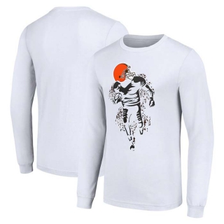 Men's NFL Cleveland Browns White Starter Logo Graphic Long Sleeves T-Shirt