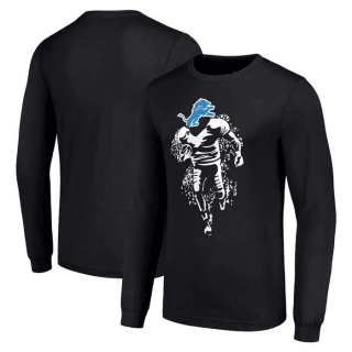 Men's NFL Detroit Lions Black Starter Logo Graphic Long Sleeves T-Shirt
