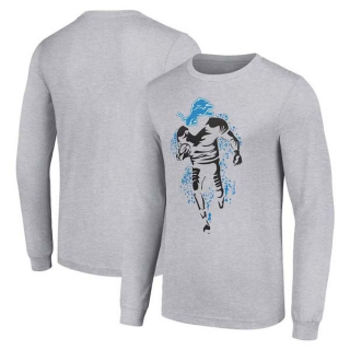 Men's NFL Detroit Lions Gray Starter Logo Graphic Long Sleeves T-Shirt