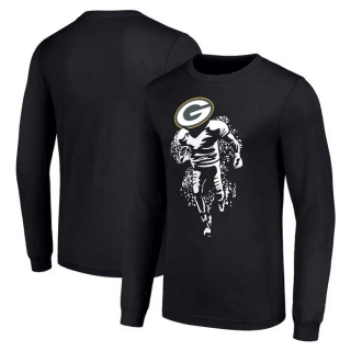 Men's NFL Green Bay Packers Black Starter Logo Graphic Long Sleeves T-Shirt