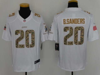 Men's Detroit Lions #20 Barry Sanders White Camo Salute To Service NFL Nike Limited Jersey